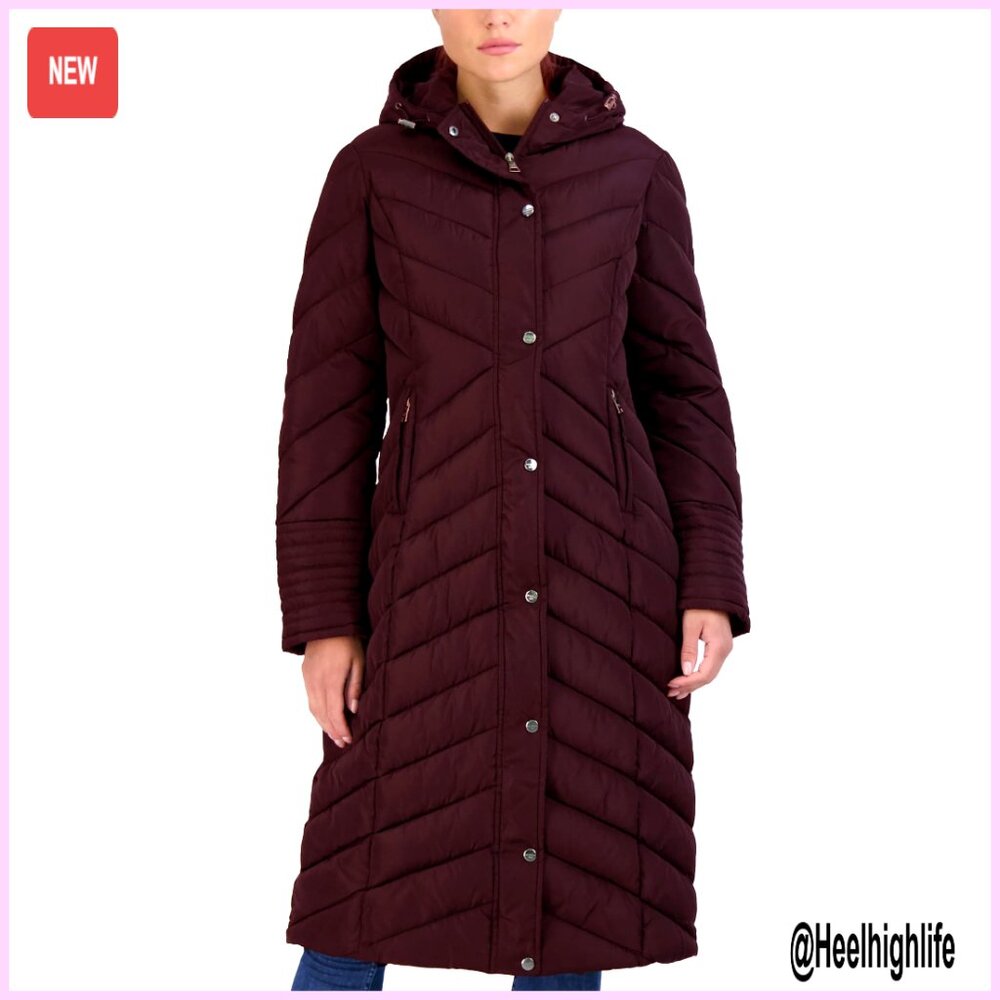 Long Quilted Puffer Jacket, Hooded Winter Coat, Weather Resistant Parka
